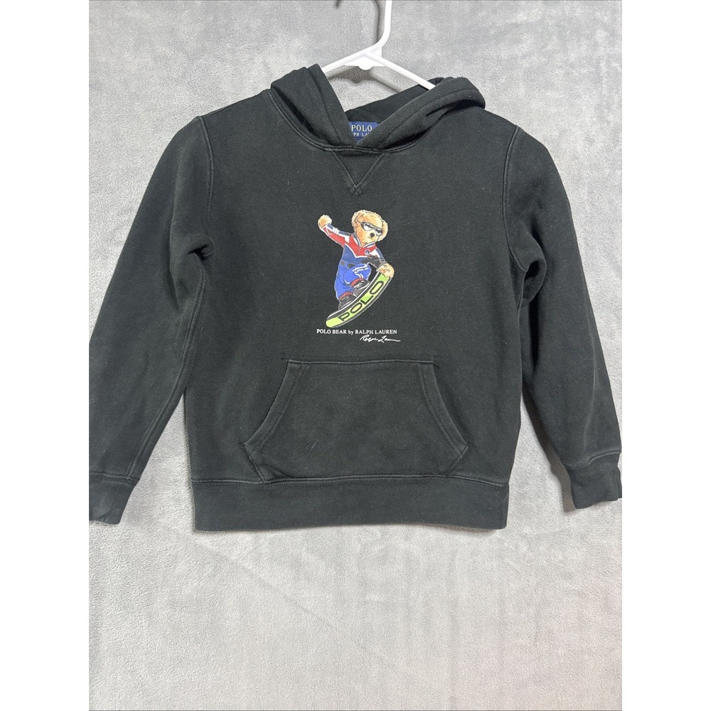 Polo Ralph Lauren Snowboarding Polo Bear Graphic Black Hoodie Size 7